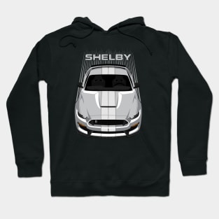 Ford Mustang Shelby GT350 2015 - 2020 - Silver - White Stripes Hoodie